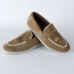 Mocassins pour Femmes Confortable 100% Cuir Daim Beige