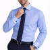 Chemise Homme Classique à Poignets Mousquetaires - Blanc & Bleu Ciel