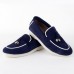 Mocassins pour Femmes Confortable 100% Cuir Daim Marine