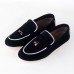 Mocassins pour Femmes Confortable 100% Cuir Daim Noir