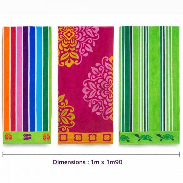 Serviette de plage grande taille 1m x 1m90 – Motifs modernes et colorés