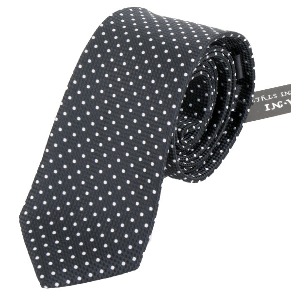 Cravate Noire  à pois Gris pour Homme