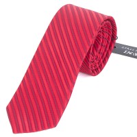 Cravate Rouge Rayée Pour Homme TE-020