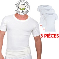 Lot de 3 T-Shirts Homme 100% Coton - Blanc