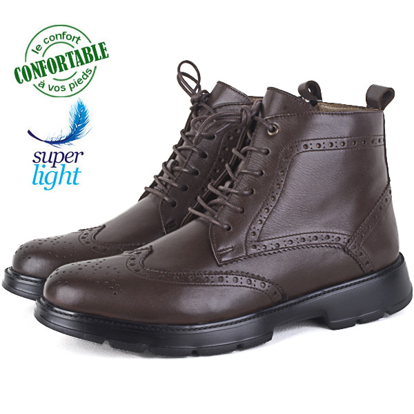 Bottines homme en cuir – confortable et légère 070M