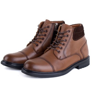Bottines Pour Homme extra confortable en cuir TabacAZ-254T