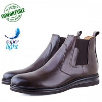 Bottines Pour Homme extra confortable en cuir Marron  LO-078M