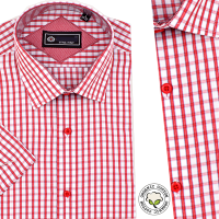 Chemise Pour Homme Manches Courtes - Rayures Rouges -CH-89
