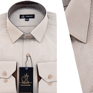 Chemise Pour Homme manches Longues Beige OR-057