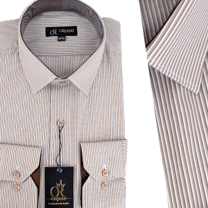 Chemise Pour Homme manches Longues Rayures Beiges OR-054