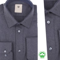 Chemise unie en flanelle pour homme – Confort et Élégance avec Orjani