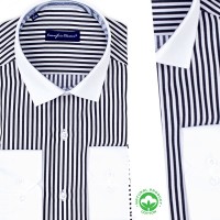 Chemise rayée homme avec col et poignets blancs BN36