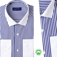 Chemise rayée homme avec col et poignets blancs BN37