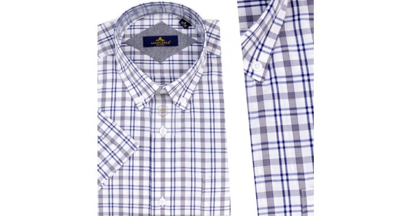 Chemise Homme St. John's Bay Bleu Moyen à Carreaux - Manches Longues Coton épais - NEUVE Avec étiquettes