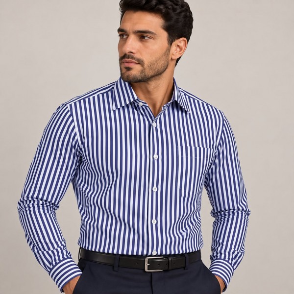 Chemise Homme à Rayures Larges – Style Classique & Moderne C2009M