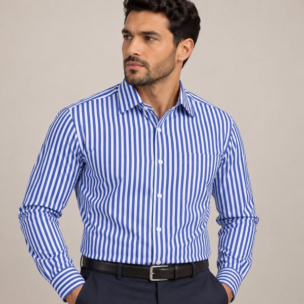 Chemise Homme à Rayures Larges – Style Classique & Moderne C2009B