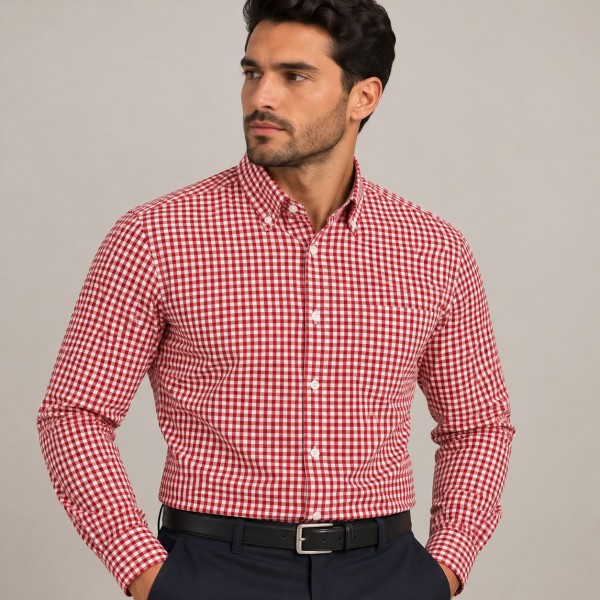 Chemise homme à petits carreaux – Coupe Classique Élégante C1909R