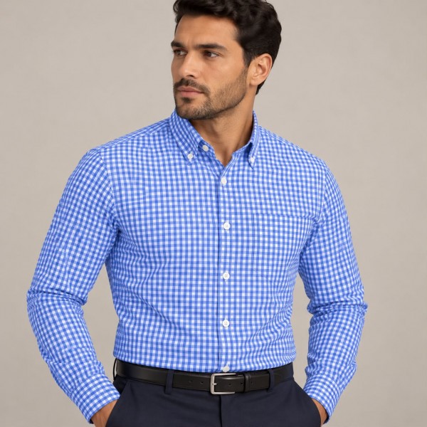 Chemise homme à petits carreaux – Coupe Classique Élégante C1909C