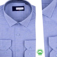 Chemise Homme Coton Motif Micro-Imprimé Bleu – Élégance Moderne R2626