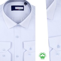 Chemise Homme Bleu à Motif en Coton Respirant R3026