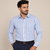 Chemise Homme à Rayures Larges – Style Classique & Moderne C2009C