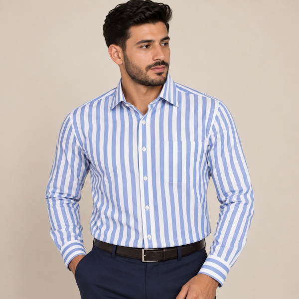 Chemise Homme à Rayures Larges – Style Classique & Moderne C2009C