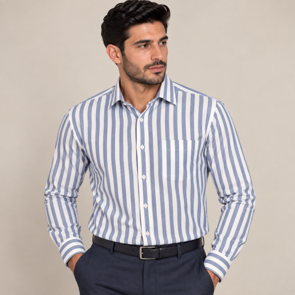 Chemise Homme à Rayures Larges – Style Classique & Moderne C2009B