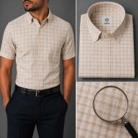 Chemise Homme en Lin à Carreaux – Coupe Moderne, Léger & Respirant B2404