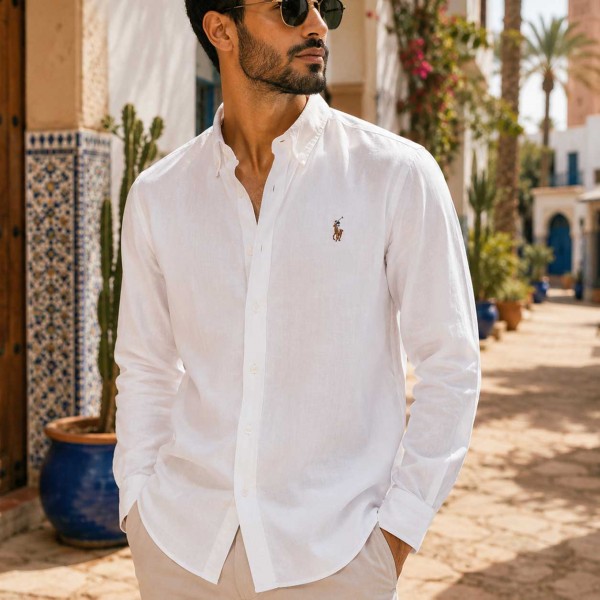 Chemise Homme Blanche 100% Coton Élégance Casual 1006B Chemise Homme Blanche 100% Coton Élégance Casual 1006B