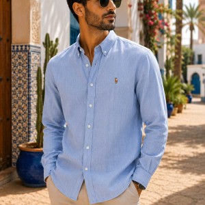 Chemise Homme Bleu 100% Coton Style Raffiné 1006L