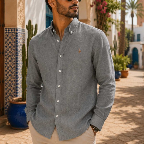 Chemise Homme Grise 100% Coton Élégance Moderne 1006G