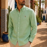 Chemise Homme Vert Clair 100% Coton Esprit Nature 1006V