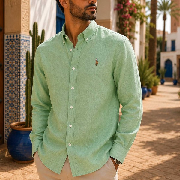 Chemise Homme Vert Clair 100% Coton Esprit Nature 1006V Chemise Homme Vert Clair 100% Coton Esprit Nature 1006V