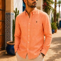 Chemise Homme Saumon 100% Coton Fraîcheur Estivale 1006S