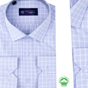 Chemise manches longues homme à carreaux – en coton R0726