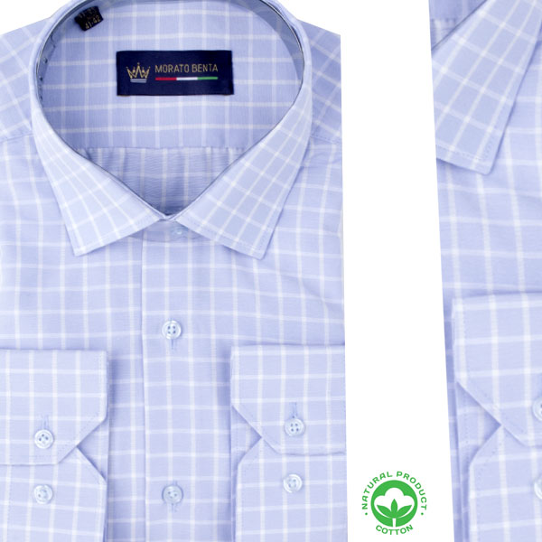 Chemise manches longues homme à carreaux – en coton R0726