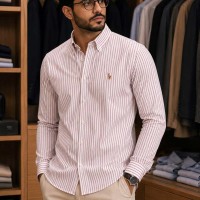Chemise Homme 100% Coton Rayée – Élégance et Confort au Quotidien 0906D