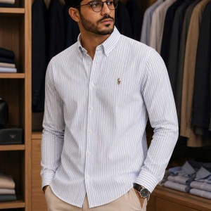 Chemise Homme 100% Coton Rayée – Élégance et Confort au Quotidien 0906C