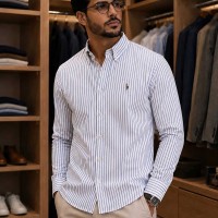Chemise Homme 100% Coton Rayée – Élégance et Confort au Quotidien 0906M