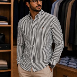 Chemise Homme 100% Coton Rayée – Élégance et Confort au Quotidien 0906N