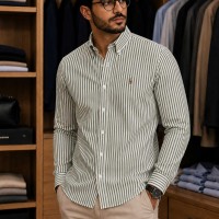 Chemise Homme 100% Coton Rayée – Élégance et Confort au Quotidien 0906V