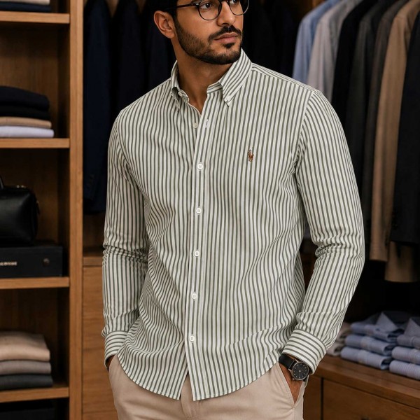 Chemise Homme 100% Coton Rayée – Élégance et Confort au Quotidien 0906V