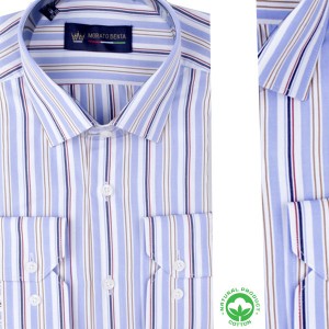 Chemise rayée homme – Tissu poly-coton facile d’entretien R0226