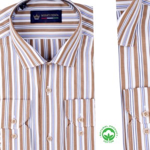 Chemise homme rayures classiques en poly-coton R0426