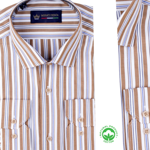 Chemise homme rayures classiques en poly-coton R0426