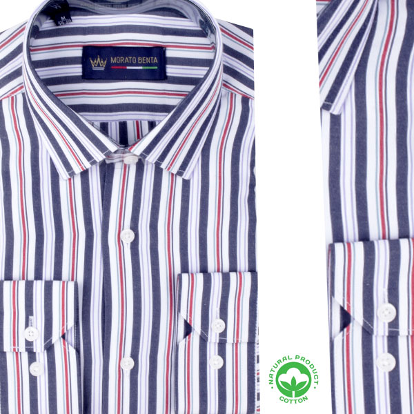 Chemise rayée homme poly-coton – Confort et modernité R0526