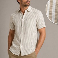 Chemise Homme en Lin Rayée – Confort et élégance B2604