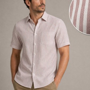 Chemise Homme en Lin Rayée – Confort et élégance D2604