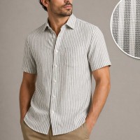 Chemise Homme en Lin Rayée – Confort et élégance G2604
