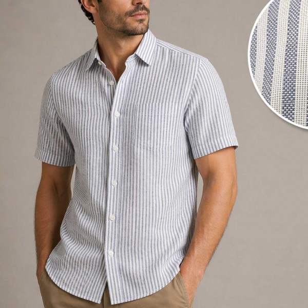 Chemise Homme en Lin Rayée – Confort et élégance M2604